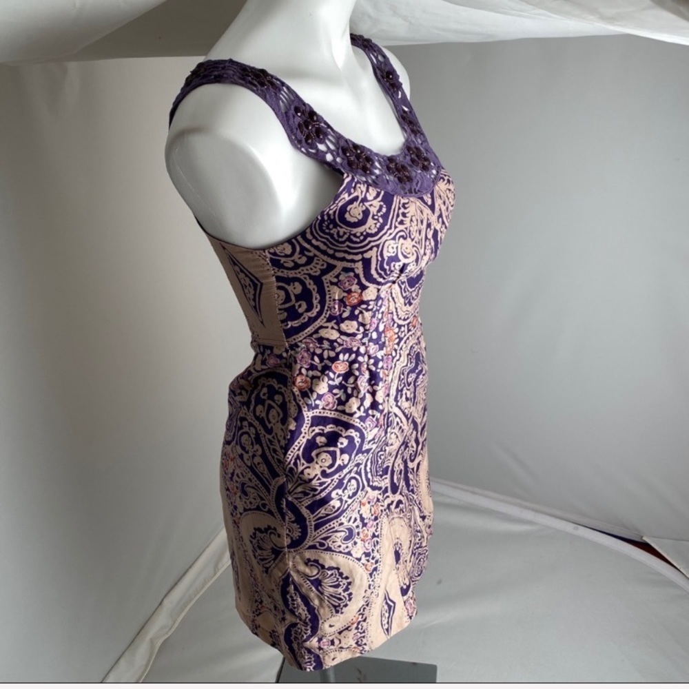 Free People purple crochet beaded sleeveless cocktail dress - Picture 3 of 10